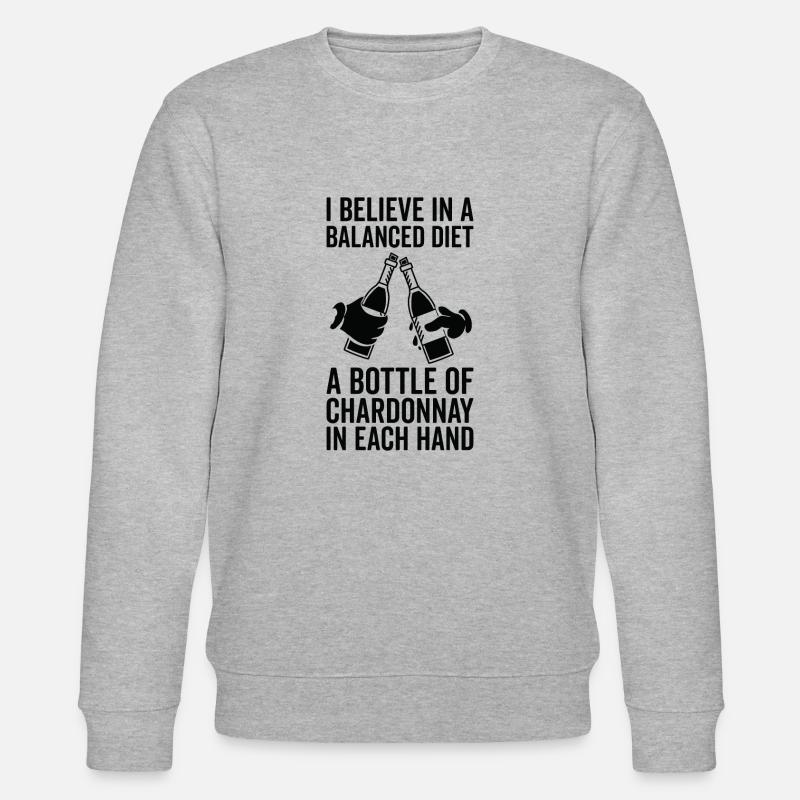 Balanced Diet Bottle Chardonnay Lovers - Stanley/Stella CHANGER Unisex Organic Sweatshirt - heather grey