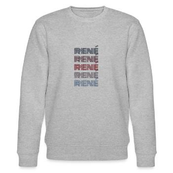 70er Retro Name Vintage Personalisieres René - Stanley/Stella Unisex Bio-Sweatshirt CHANGER  - Grau meliert - Vorne - Nik (191cm) & Marisol (170cm)