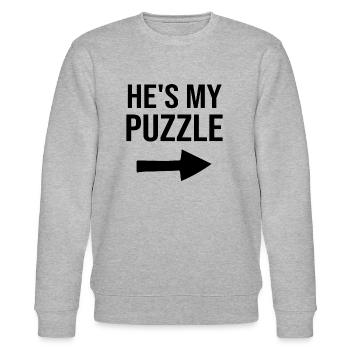 Mein Rätsel Mein Fehlendes Stück - Paar - Stanley/Stella Unisex Bio-Sweatshirt CHANGER  - Grau meliert - Vorne - Nik (191cm) & Marisol (170cm)