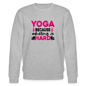 Moving in is hard - Tahirt Funny Yoga - Stanley/Stella CHANGER Unisex Organic Sweatshirt - heather grey - Front - Nik (191cm) & Marisol (170cm)