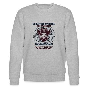 Schwein Papa Mama - Landwirt Chester Weiß - Stanley/Stella Unisex Bio-Sweatshirt CHANGER  - Grau meliert - Vorne - Nik (191cm) & Marisol (170cm)