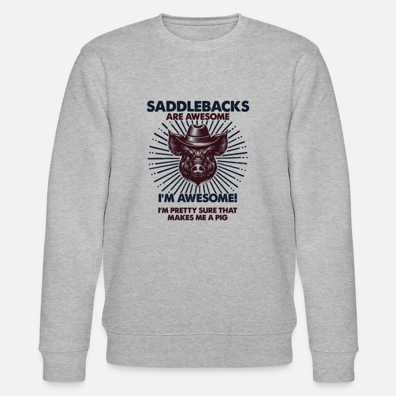 Pig Dad Mom - Farmer Saddleback - Stanley/Stella CHANGER Unisex Organic Sweatshirt - heather grey