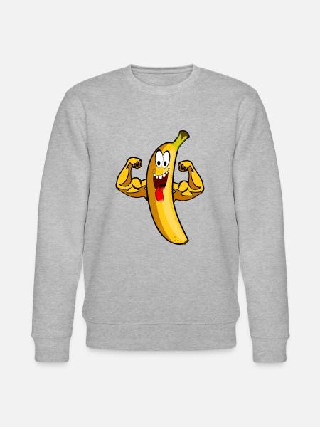 Banane Frutarier Ernährung stark Bizeps Power - Stanley/Stella Unisex Bio-Sweatshirt CHANGER  - Grau meliert