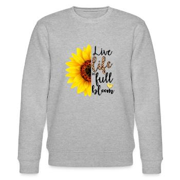 Lebe das Leben in voller Blüte - Stanley/Stella Unisex Bio-Sweatshirt CHANGER  - Grau meliert - Vorne - Nik (191cm) & Marisol (170cm)