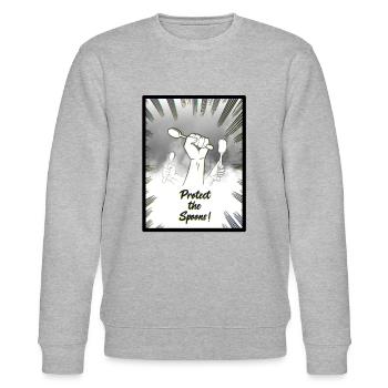 save the spoons - Stanley/Stella CHANGER Unisex Organic Sweatshirt - heather grey - Front - Nik (191cm) & Marisol (170cm)