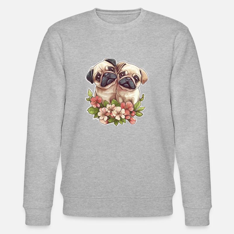 Süßes Mopspaar - Stanley/Stella Unisex Bio-Sweatshirt CHANGER  - Grau meliert