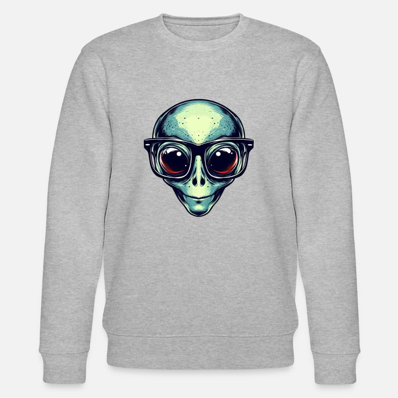 Nerdy alien avec des lunettes - Sweat bio CHANGER Stanley/Stella Unisexe - gris chiné
