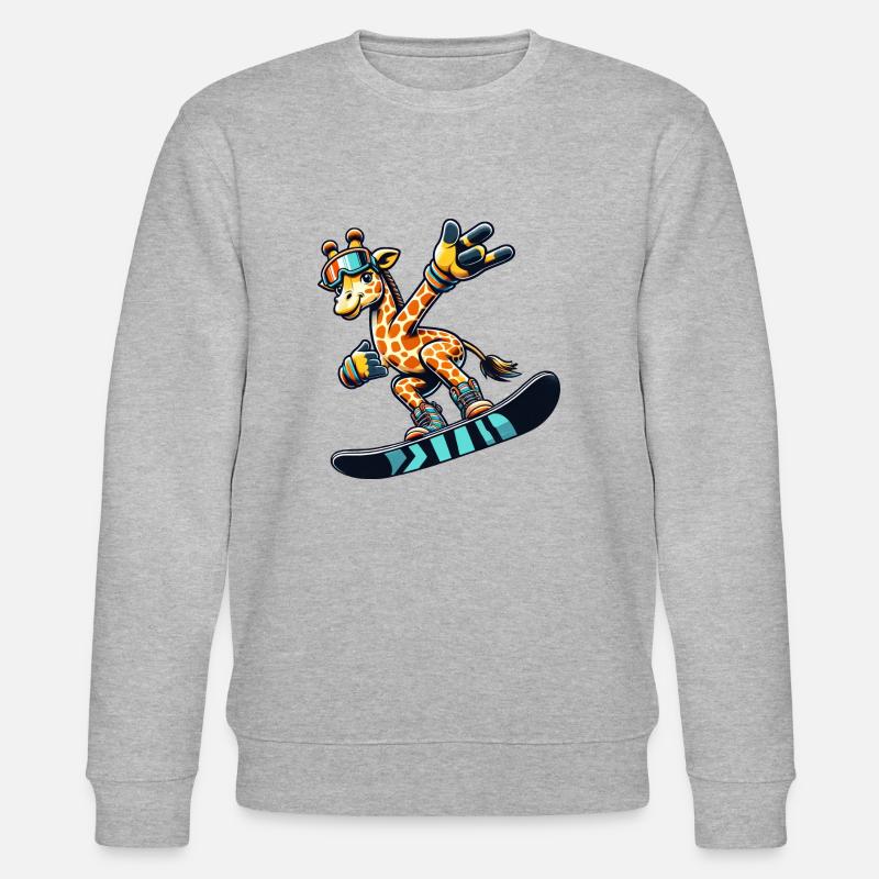 Girafe cool sur le snowboard - Sweat bio CHANGER Stanley/Stella Unisexe - gris chiné