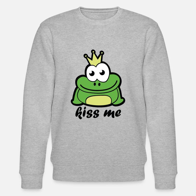 mignon grenouille roi Embrasse-moi - Sweat bio CHANGER Stanley/Stella Unisexe - gris chiné
