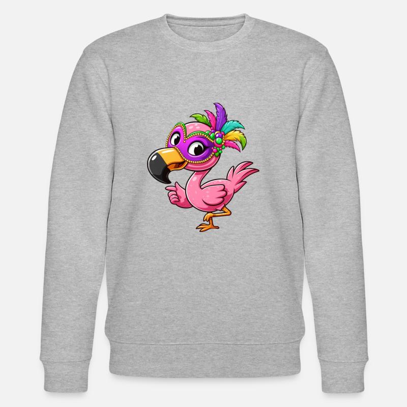 Mardi Gras Comic Flamingo - Stanley/Stella Unisex Bio-Sweatshirt CHANGER  - Grau meliert
