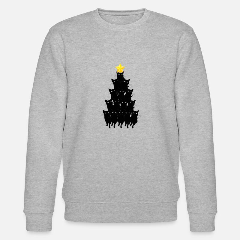 Katzen Weihnachtsbaum Schwarzer Kater Geschenk - Stanley/Stella Unisex Bio-Sweatshirt CHANGER  - Grau meliert