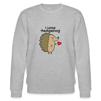 I love Hedgehog - Stanley/Stella Unisex Bio-Sweatshirt CHANGER  - Grau meliert - Vorne - Nik (191cm) & Marisol (170cm)