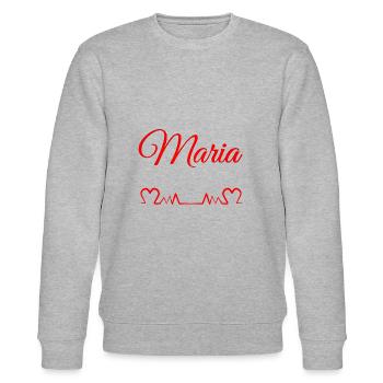 maria,vorname,mädchen,geburtsname - Stanley/Stella Unisex Bio-Sweatshirt CHANGER  - Grau meliert - Vorne - Nik (191cm) & Marisol (170cm)