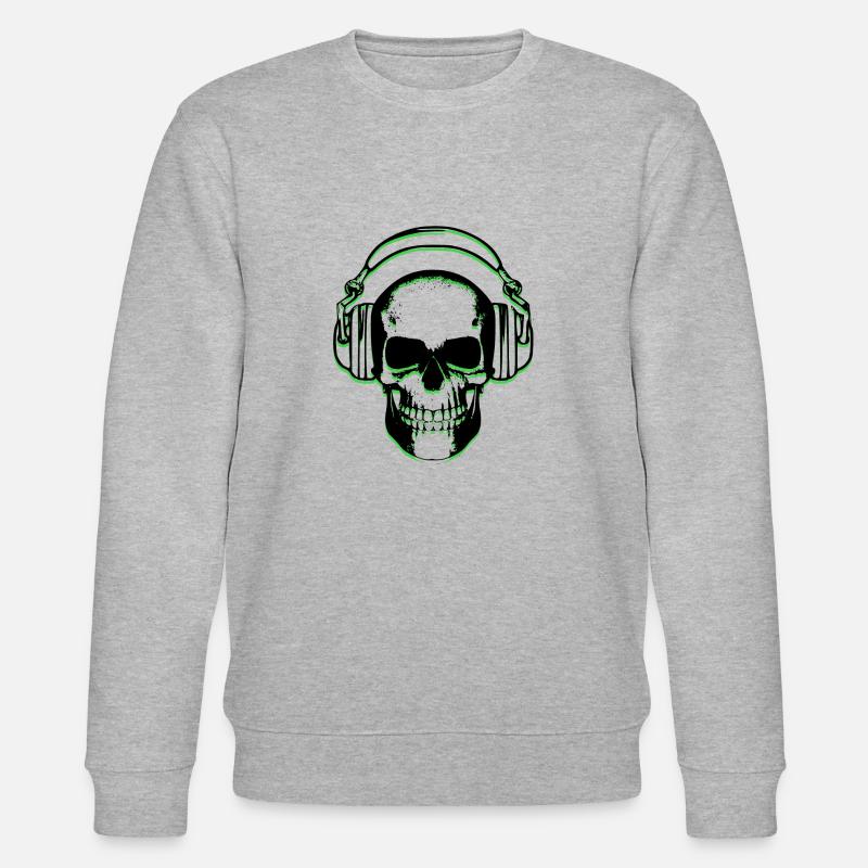 Headphone Skull Green - Stanley/Stella Unisex Bio-Sweatshirt CHANGER  - Grau meliert