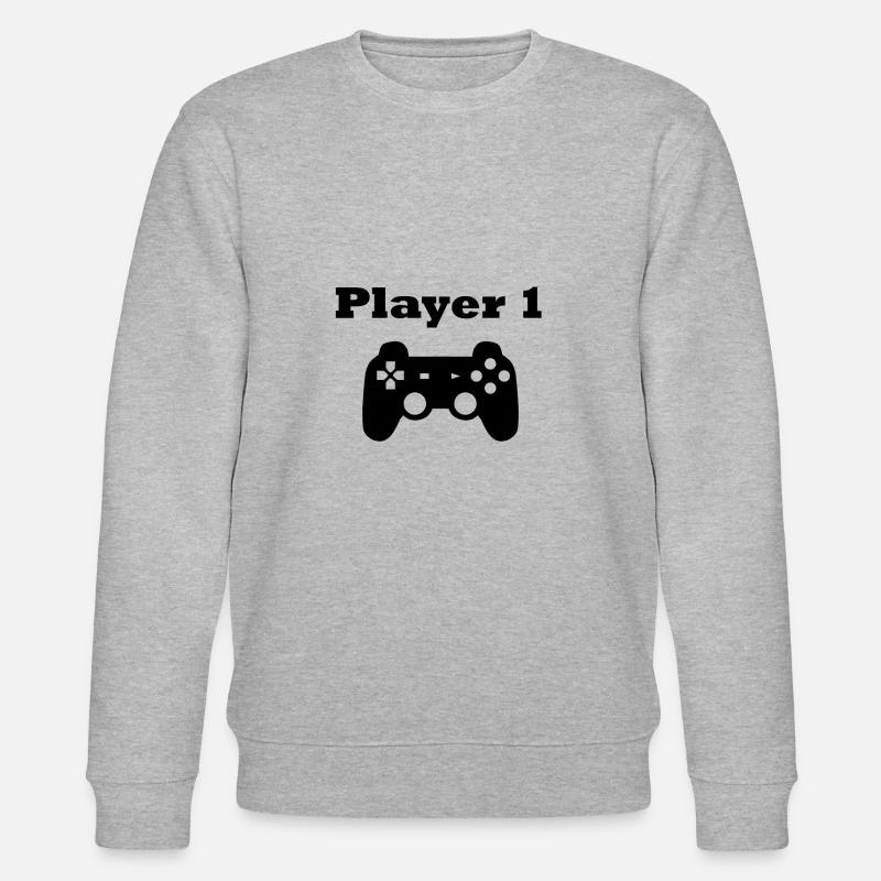 Gaming Player 1 Controller Geschenk - Stanley/Stella Unisex Bio-Sweatshirt CHANGER  - Grau meliert