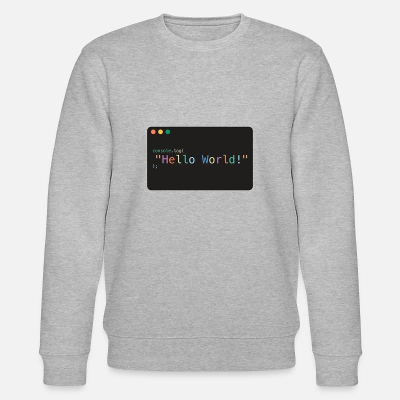 Hello World JavaScript console.log - Stanley/Stella Unisex Bio-Sweatshirt CHANGER  - Grau meliert