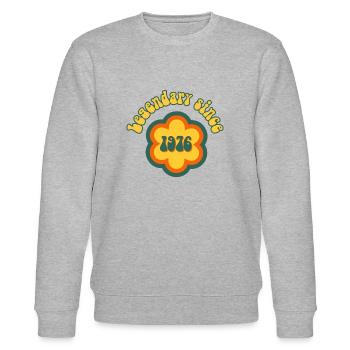 Legendary since 1976 Birthday Retro - Stanley/Stella CHANGER Unisex Organic Sweatshirt - heather grey - Front - Nik (191cm) & Marisol (170cm)