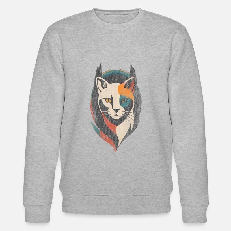 Für Katzenfans Katze Kunst - Stanley/Stella Unisex Bio-Sweatshirt CHANGER - Grau meliert