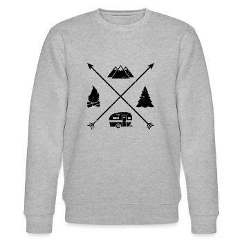 Wohnwagen - Stanley/Stella Unisex Bio-Sweatshirt CHANGER  - Grau meliert - Vorne - Nik (191cm) & Marisol (170cm)
