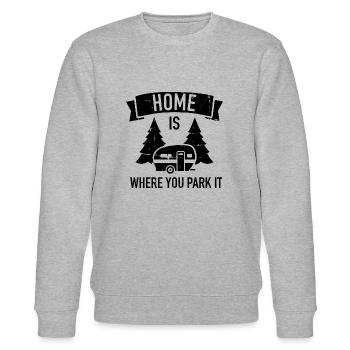Wohnwagen - Stanley/Stella Unisex Bio-Sweatshirt CHANGER  - Grau meliert - Vorne - Nik (191cm) & Marisol (170cm)
