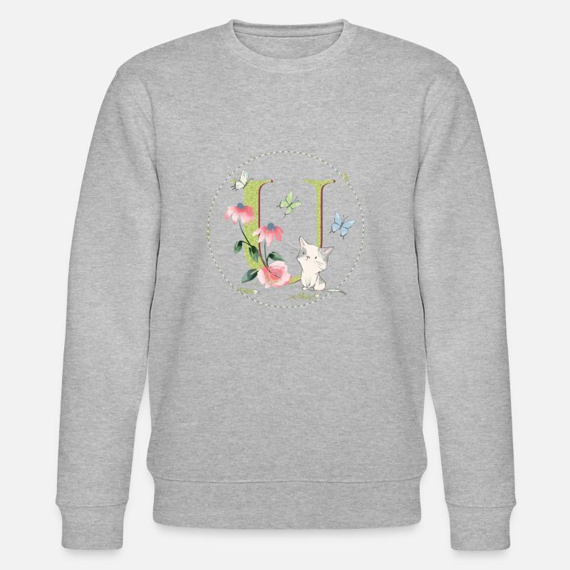 Anfangsbuchstabe U mit Katze - Stanley/Stella Unisex Bio-Sweatshirt CHANGER  - Grau meliert