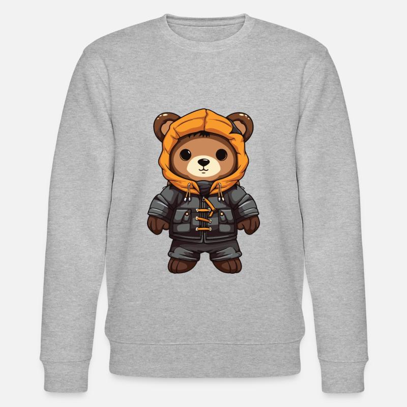 Bär Winter Comic - Stanley/Stella Unisex Bio-Sweatshirt CHANGER - Grau meliert