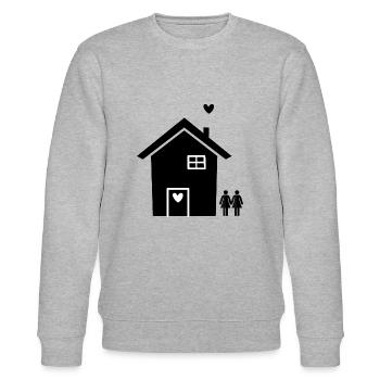 Umzug Hausbau Partnerschaft Lesbisch Pride - Stanley/Stella Unisex Bio-Sweatshirt CHANGER  - Grau meliert - Vorne - Nik (191cm) & Marisol (170cm)