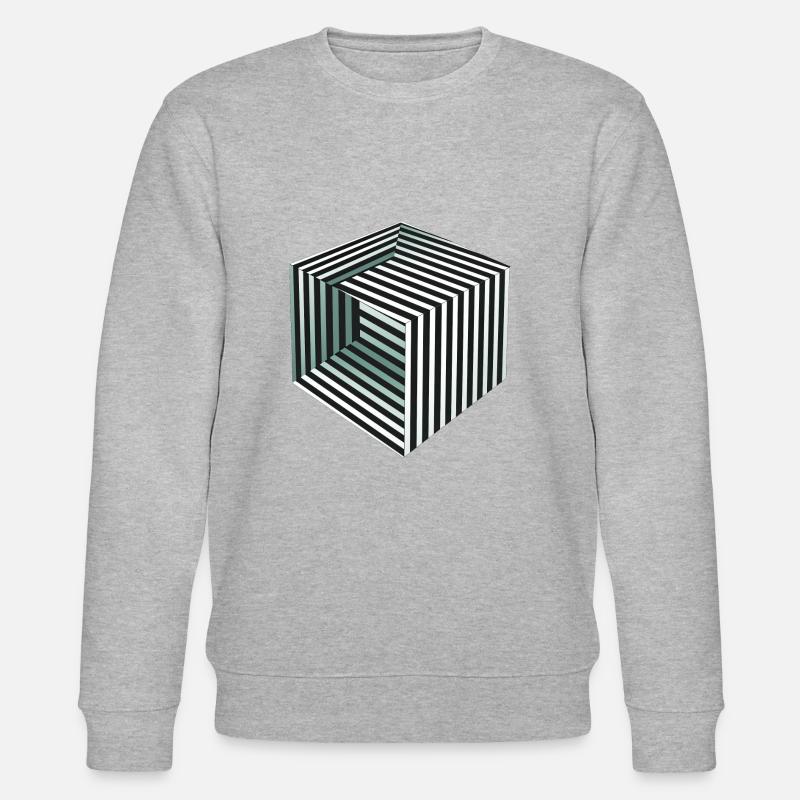 Illusion de cube rayé - Sweat bio CHANGER Stanley/Stella Unisexe - gris chiné
