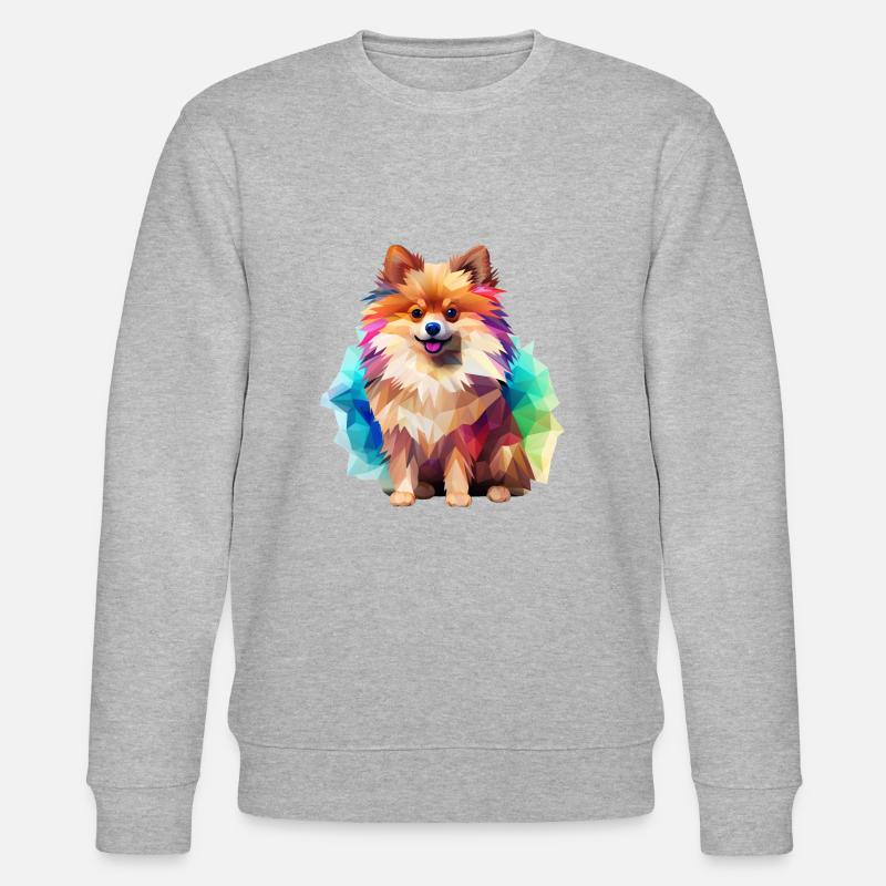 Miniature Spitz Geometric Drawing - Stanley/Stella CHANGER Unisex Organic Sweatshirt - heather grey