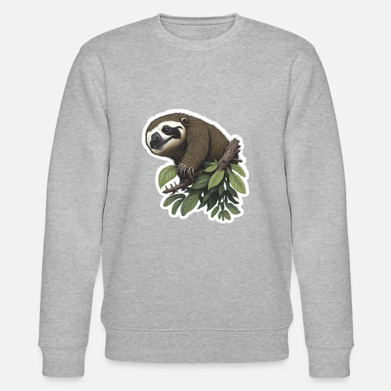 Faultier Langsam Faul Schlafen Lustig - Stanley/Stella Unisex Bio-Sweatshirt CHANGER  - Grau meliert