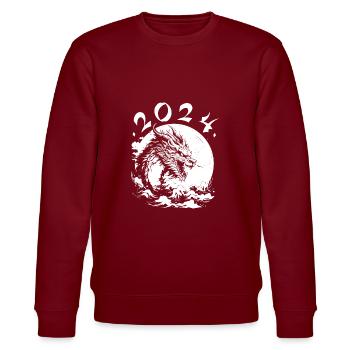 Jahr Des Drachen 2024 - Stanley/Stella Unisex Bio-Sweatshirt CHANGER  - Burgunderrot - Vorne - Nik (191cm) & Marisol (170cm)