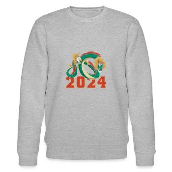 Jahr Des Drachen 2024 - Stanley/Stella Unisex Bio-Sweatshirt CHANGER  - Grau meliert - Vorne - Nik (191cm) & Marisol (170cm)