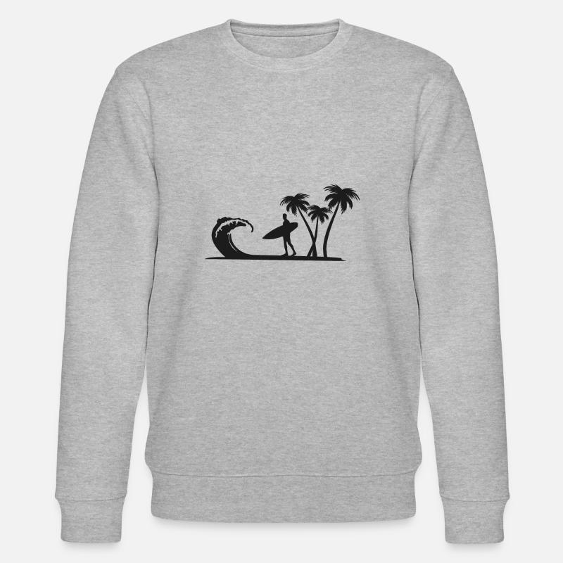 Strand mit Surfer - Stanley/Stella Unisex Bio-Sweatshirt CHANGER  - Grau meliert