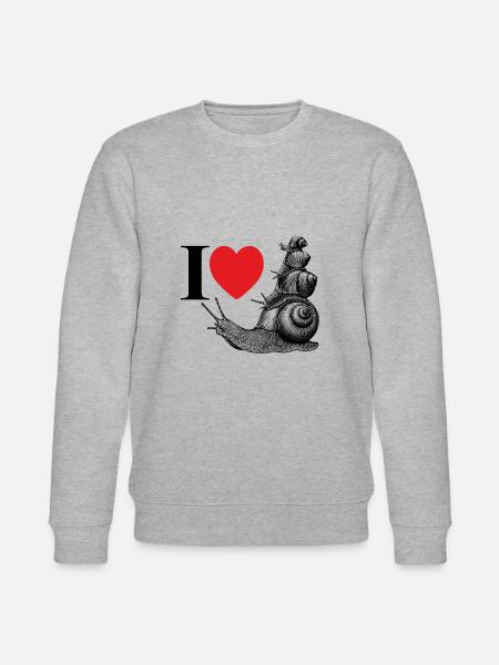 I love snails - a heart for snails - Stanley/Stella CHANGER Unisex Organic Sweatshirt - heather grey