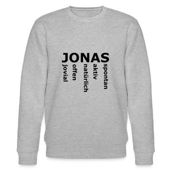 Jonas - Ein ganz spezielles Design nur für Jonas - Stanley/Stella Unisex Bio-Sweatshirt CHANGER  - Grau meliert - Vorne - Nik (191cm) & Marisol (170cm)