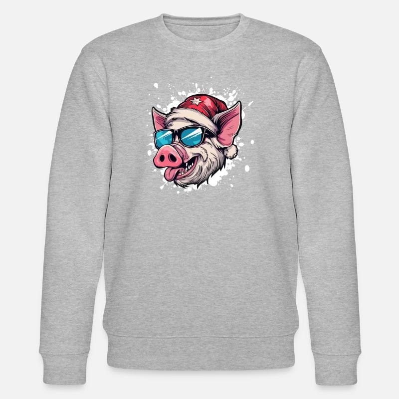Cochon Noël Drôle - Sweat bio CHANGER Stanley/Stella Unisexe - gris chiné