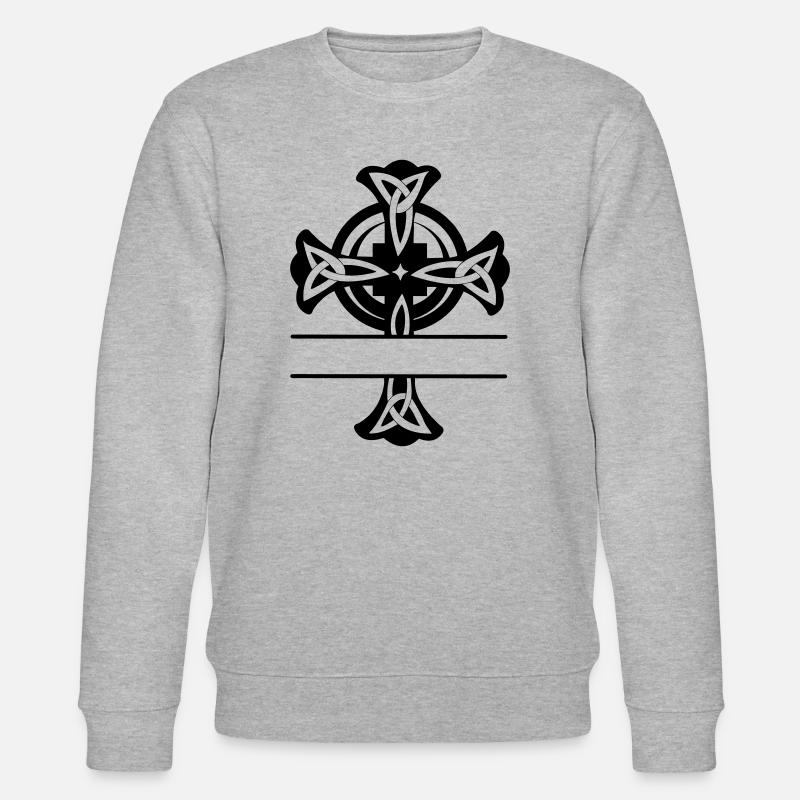 Keltisches Kreuz Logo oder Monogramm - Stanley/Stella Unisex Bio-Sweatshirt CHANGER  - Grau meliert