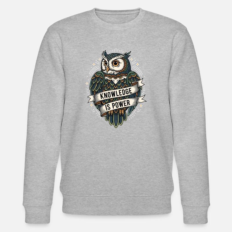 Knowledge Is Power Eule - Stanley/Stella Unisex Bio-Sweatshirt CHANGER  - Grau meliert