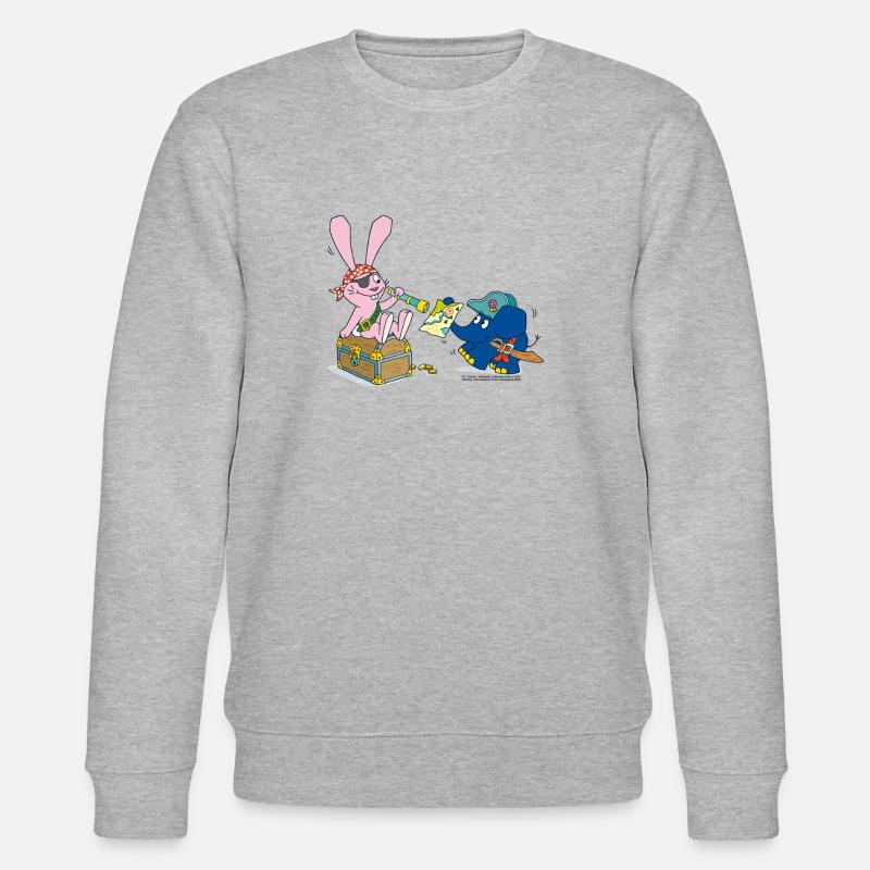 Elephant and rabbit as pirate - Stanley/Stella CHANGER Unisex Organic Sweatshirt - heather grey