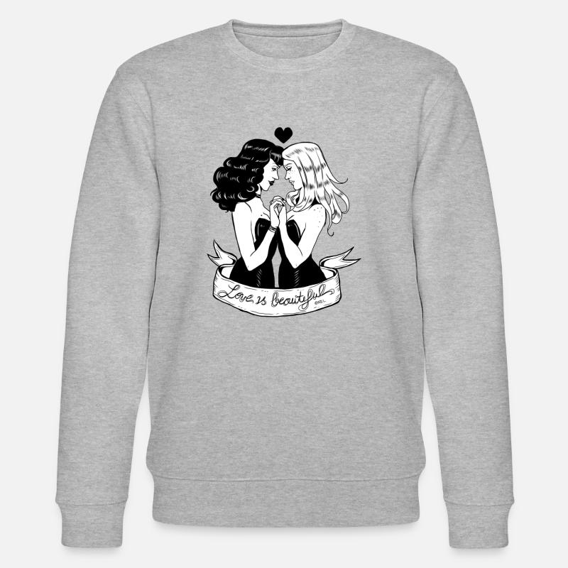 Love Is Beautiful (white / gray) - Stanley/Stella CHANGER Unisex Organic Sweatshirt - heather grey