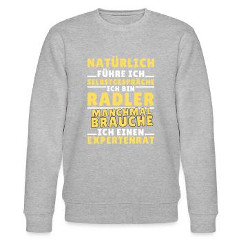 Ich führe Selbstgespräche - Radler Edition - Stanley/Stella Unisex Bio-Sweatshirt CHANGER  - Grau meliert - Vorne - Nik (191cm) & Marisol (170cm)