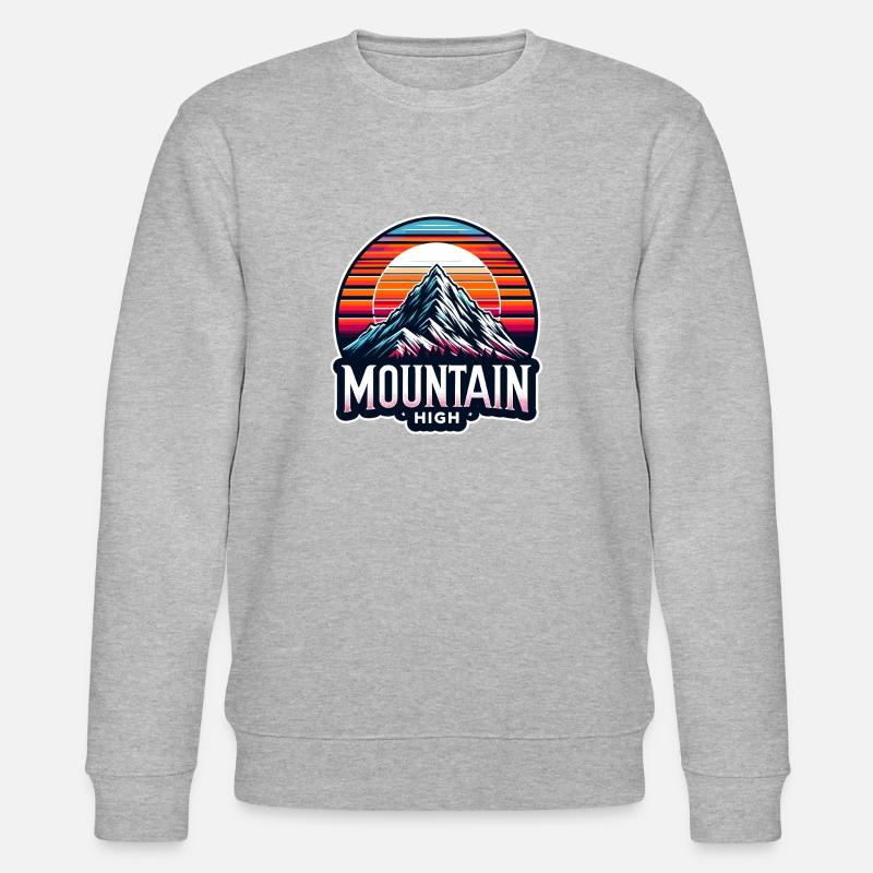 Mountain High - Berg Illustration - Stanley/Stella Unisex Bio-Sweatshirt CHANGER  - Grau meliert