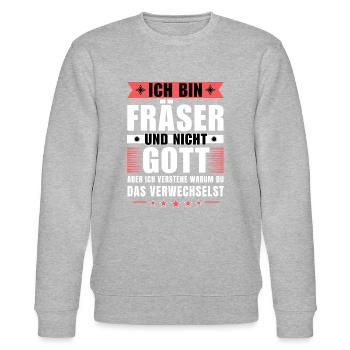 Ich bin Fräser und nicht Gott - Stanley/Stella Unisex Bio-Sweatshirt CHANGER  - Grau meliert - Vorne - Nik (191cm) & Marisol (170cm)