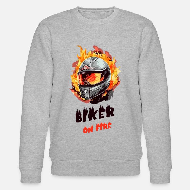 Biker on fire - Stanley/Stella CHANGER Unisex Organic Sweatshirt - heather grey