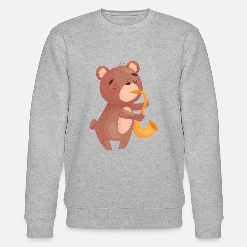 Bärchen & Saxofon - Stanley/Stella Unisex Bio-Sweatshirt CHANGER  - Grau meliert