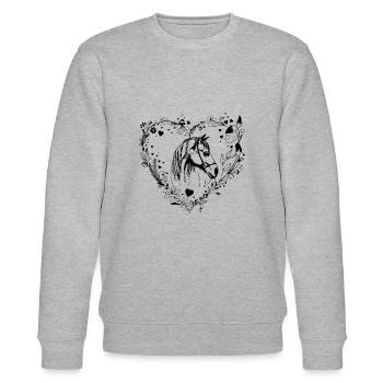 Pferd Blumen und Herzen - Stanley/Stella Unisex Bio-Sweatshirt CHANGER  - Grau meliert - Vorne - Nik (191cm) & Marisol (170cm)