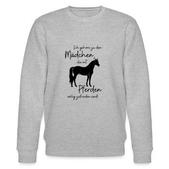 Mit Pferden völlig zufrieden - Stanley/Stella Unisex Bio-Sweatshirt CHANGER  - Grau meliert - Vorne - Nik (191cm) & Marisol (170cm)