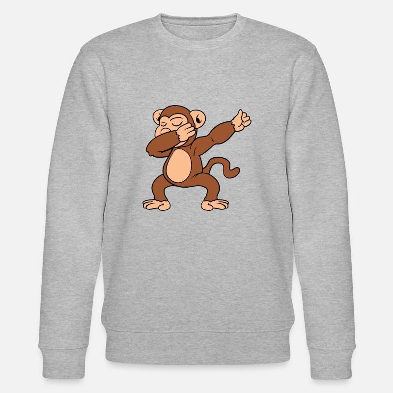 Dabbing Dab dancing monkey - Stanley/Stella CHANGER Unisex Organic Sweatshirt - heather grey