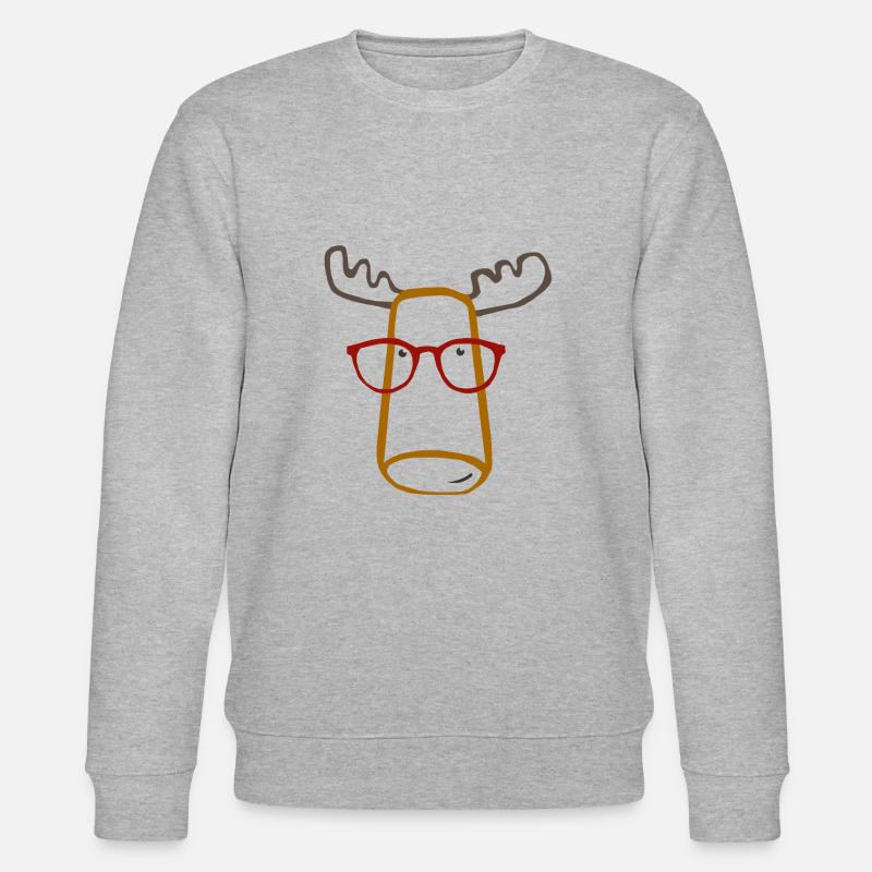 Elch mit Brille - Stanley/Stella Unisex Bio-Sweatshirt CHANGER  - Grau meliert