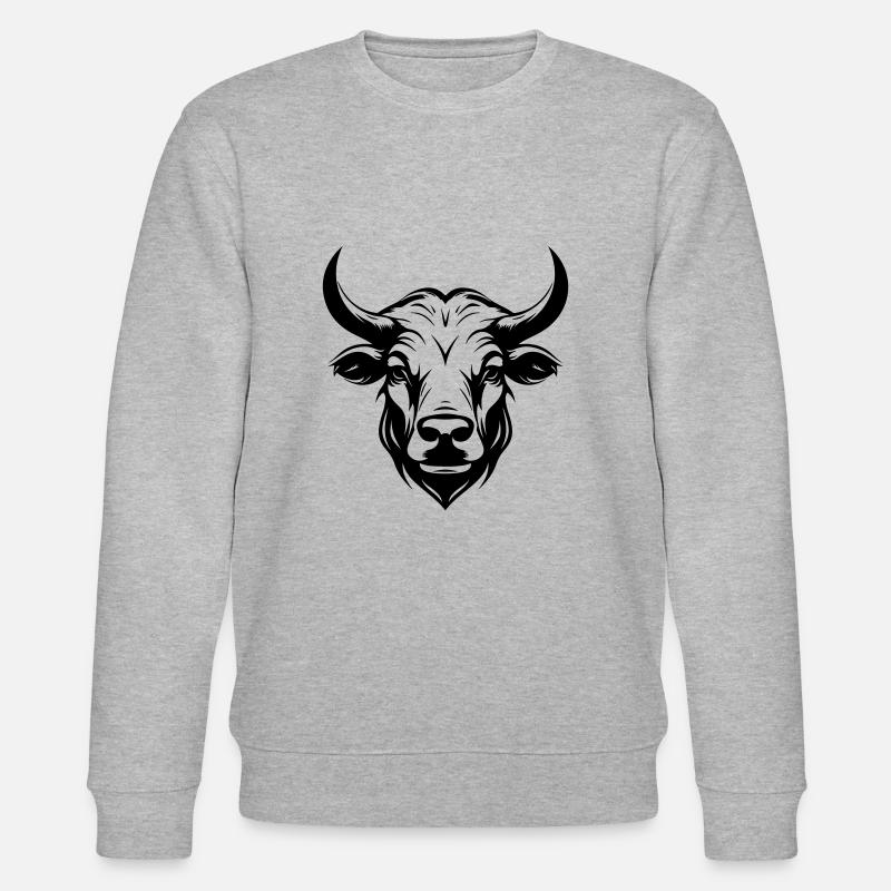 Bulle Hörner Kopf Silhouette - Stanley/Stella Unisex Bio-Sweatshirt CHANGER  - Grau meliert